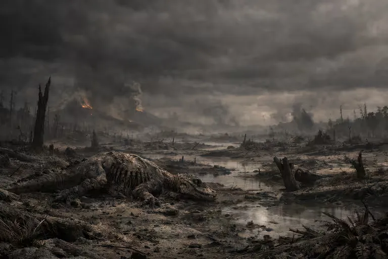 covered sky and environmental collapse